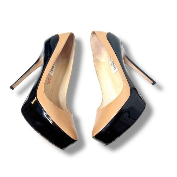 Jimmy Choo Shoe Sepia 2 Toned Platform Pump Camel / Black Women’s Size 38.5 (8) - Picture 3 of 10